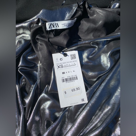 ZARA ASYMMETRIC SILVER METALLIC TOP XS/NWT - Picture 14 of 14